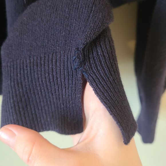 Bloomingdale's Mens 100% Cashmere Pullover Sweater Navy Size XL Elbow Patches - Picture 6 of 11